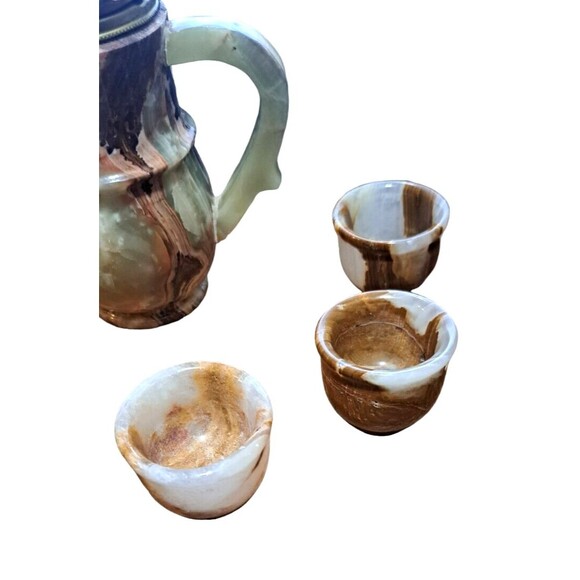 Vintage Stone Tea Pot, Sake, Espresso Pot with 6 cups Beautiful Unique READ - Picture 11 of 16